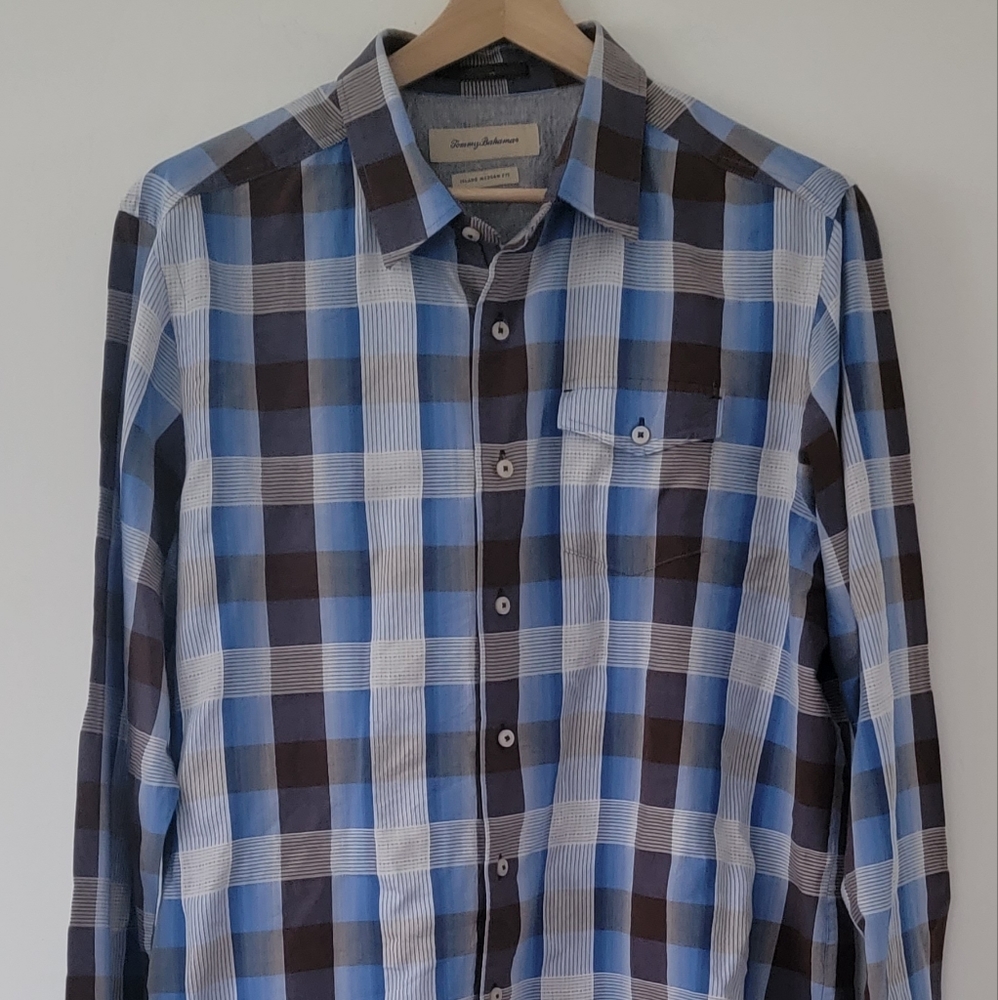 Tommy Bahama XL Men's Plaid Island Modern Fit Button Up Shirt